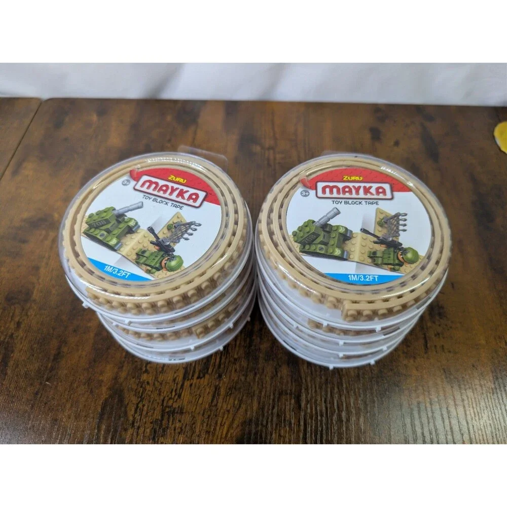 LOT OF 8 Zuru Mayka Toy Block Tape Tan Beige 1M 3.2ft 2-Stud LEGO Compatible NEW